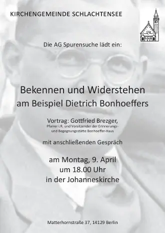 Einladungsplakat zum Bonhoeffer-Abend am 9.4.2018